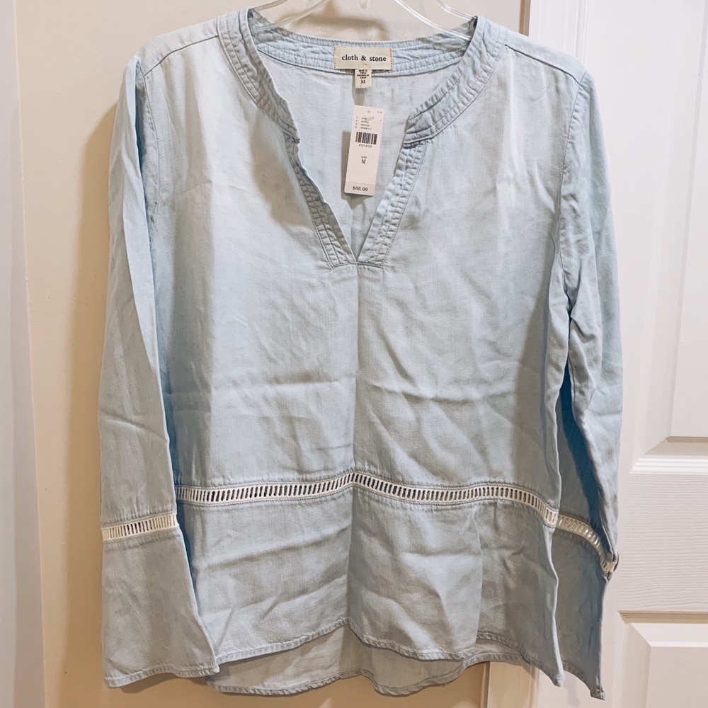 NWT Anthro Cloth & Stone Chambray Bell Sleeve